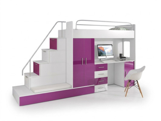 Bunk bed loft bed youth room bed wardrobe closet desk