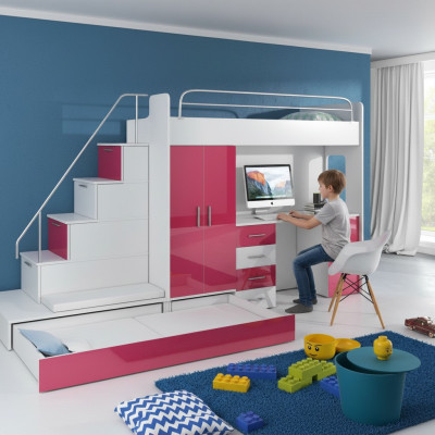 Bunk bed loft bed bed wardrobe youth room closet desk