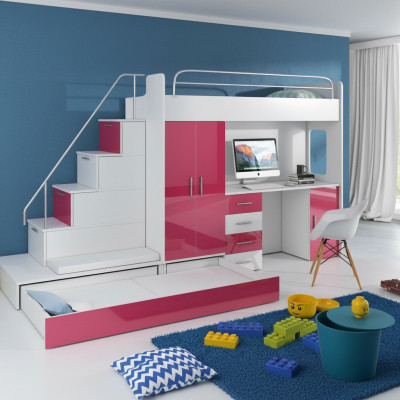 Bunk bed loft bed bed wardrobe youth room closet desk