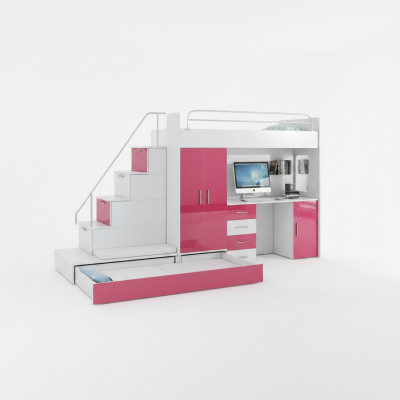Bunk bed loft bed bed wardrobe youth room closet desk