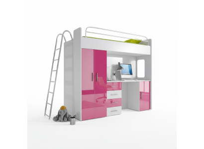 Exquisite bunk bed + desk + wardrobe modern style for your baby made from wood