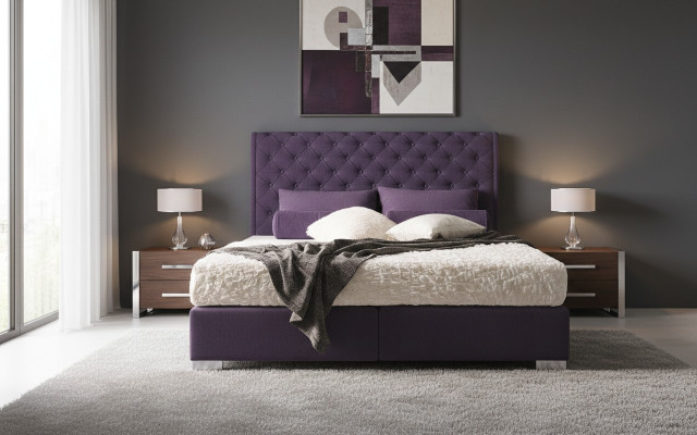 Design upholstery bed leather double hotel marital bedroom box spring box new