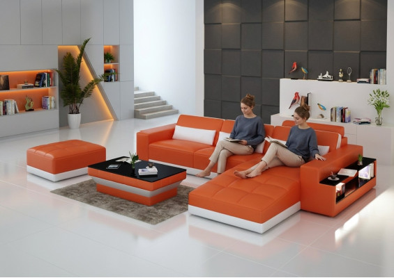Leather sofa couch living landscape corner sofa corner suite design modern sofa G8019E
