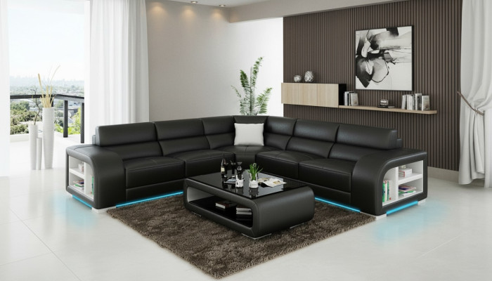 Leather sofa couch living landscape decor modern corner sectional design set