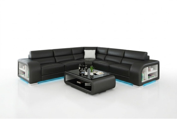 Leather sofa couch living landscape decor modern corner sectional design set