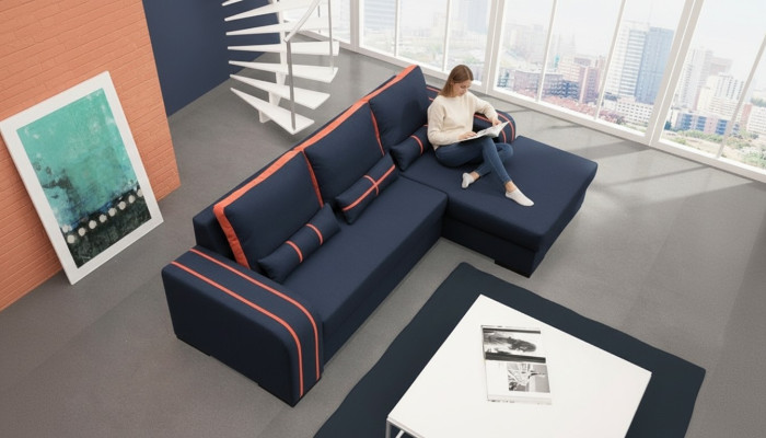 Sofa bed with bed function, bed box - Corner sofa couch, NEW design