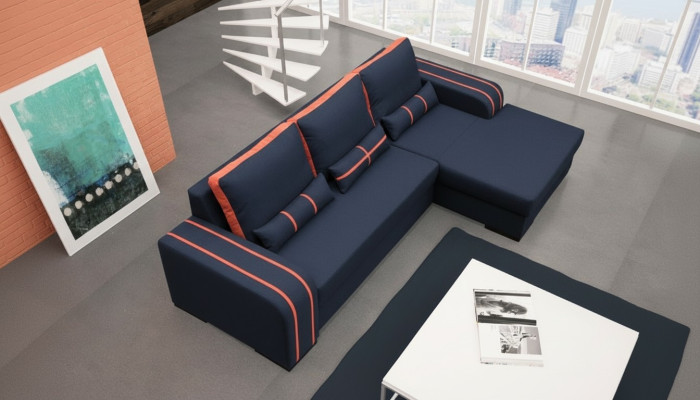 Sofa bed with bed function, bed box - Corner sofa couch, NEW design