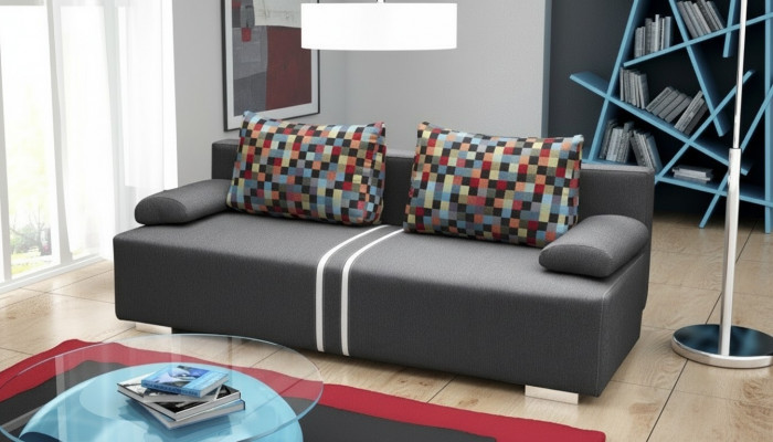 Sofa bed 3-seater with sleeping function, bed box, and fold-out couch - Designer sofa