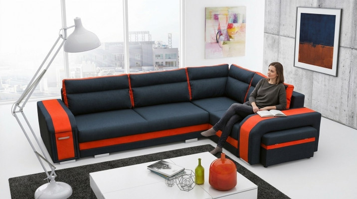 Sofa Sleeper Designer Sofa with Bed Function + Bed Box Corner Sofa Couch (New)