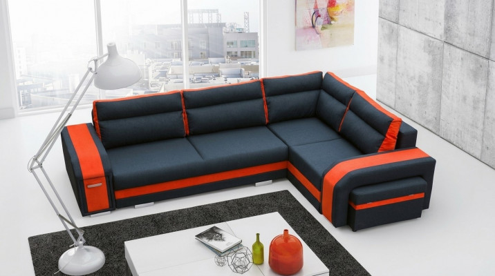 Sofa Sleeper Designer Sofa with Bed Function + Bed Box Corner Sofa Couch (New)