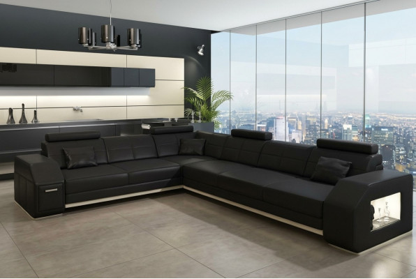 Sectional leather sofa couch upholstery seating corner suite living landscape Ebern S