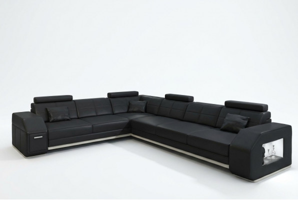 Sectional leather sofa couch upholstery seating corner suite living landscape Ebern S