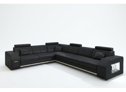 Sectional leather sofa couch upholstery seating corner suite living landscape Ebern S