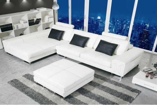 Sectional sofa couch upholstered leather sofa with shelf seat couch set corner GenovaS