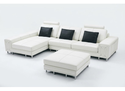 Sectional sofa couch upholstered leather sofa with shelf seat couch set corner GenovaS