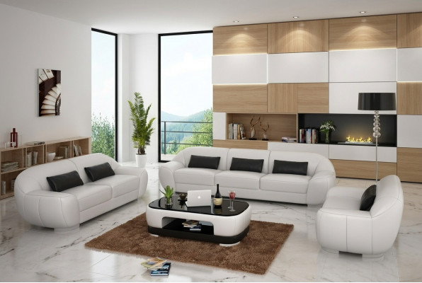 Sofa Set 3+2+1 Couch Upholstery Seat Leather Suite Designer Set New Homberg W