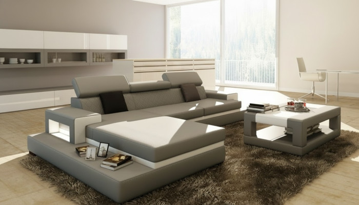 Corner sofa upholstered couch sofa living landscape set seat corner textile leather