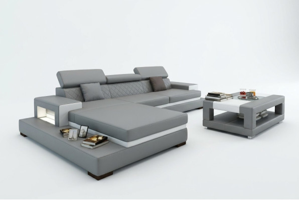 Corner sofa upholstered couch sofa living landscape set seat corner textile leather