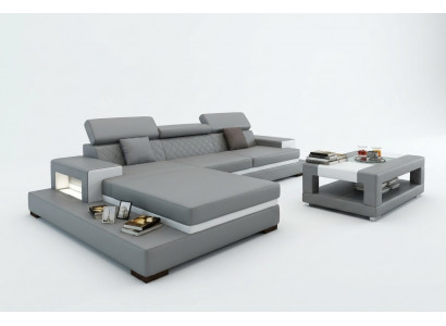 Corner sofa upholstered couch sofa living landscape set seat corner textile leather
