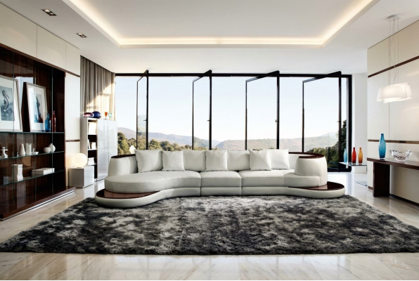 Round sofa designer corner sofa couch upholstery leather suite living landscape Royal