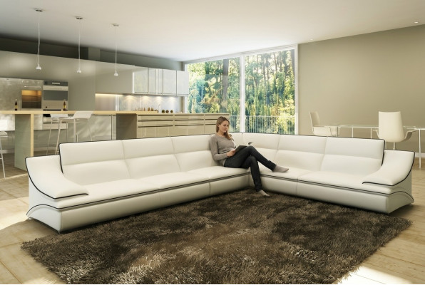 Sectional sofa upholstery suite couch sofa living landscape seat corner fabric leather