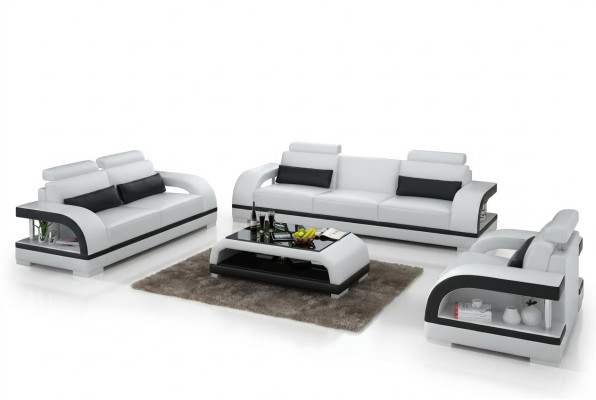 Designer sofa set leather sofa set 3+2+1 suite sofa couch new citadel white
