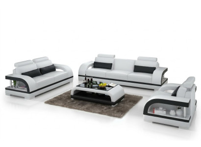 Designer sofa set leather sofa set 3+2+1 suite sofa couch new citadel white
