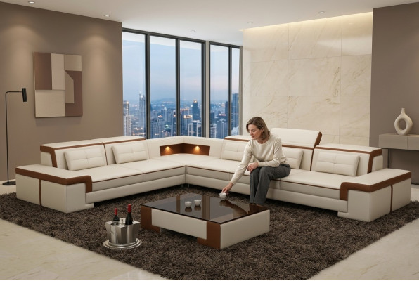 Modern corner sofa couch leather upholstery design sofa suite living landscape