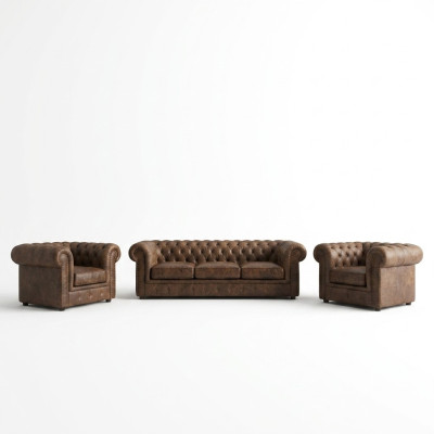 Sofa set upholstered couch sofa classic Chesterfield 3-seater set new NAPOLI V