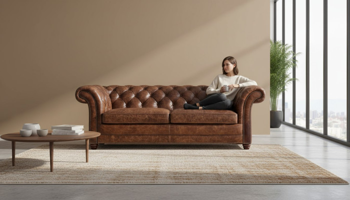 Chesterfield 100% Genuine Leather Sofa Couch Upholstery Classic Couches