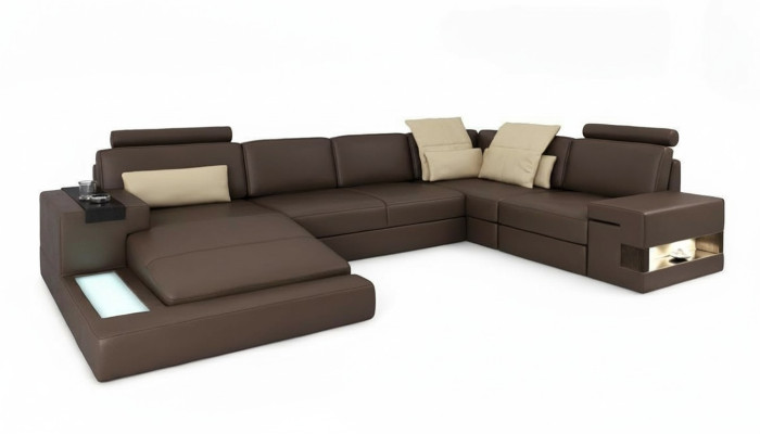 Leather sofa corner sofa couch upholstered Bellini XXL big living landscape corner sofas