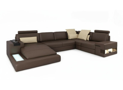 Leather sofa corner sofa couch upholstered Bellini XXL big living landscape corner sofas