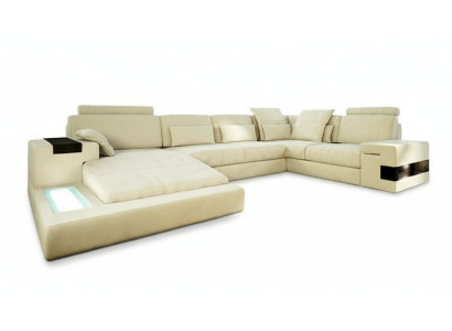 Leather Sofa Designer Sofa U-Shape Living Landscape Couch Upholstered Corner Sofa Suite New