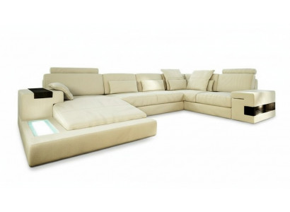 Leather Sofa Designer Sofa U-Shape Living Landscape Couch Upholstered Corner Sofa Suite New