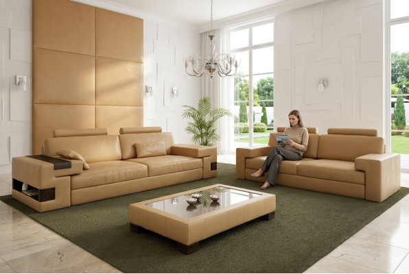 Leather sofa set 3+2+1 couch seat cushion sofa set Nassau B