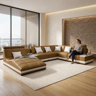 Designer sofa, corner sofa, living landscape, round sofa, leather sofa, couch, U-shaped sofa, NiddaA