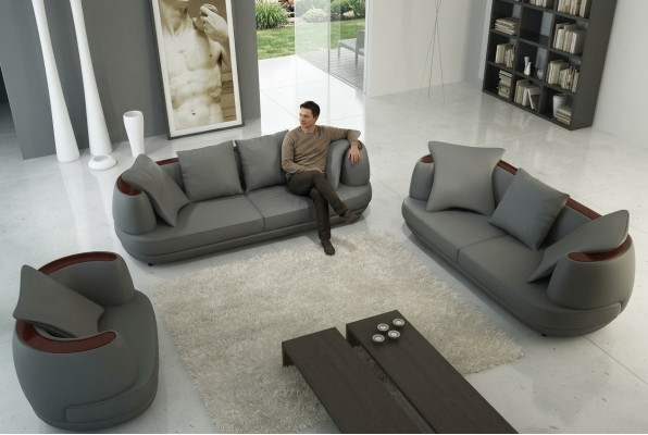 Royal luxury designer couch set upholstery 3+2+1 leather sofa seat royal gray