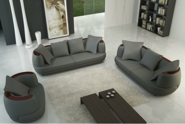 Royal luxury designer couch set upholstery 3+2+1 leather sofa seat royal gray