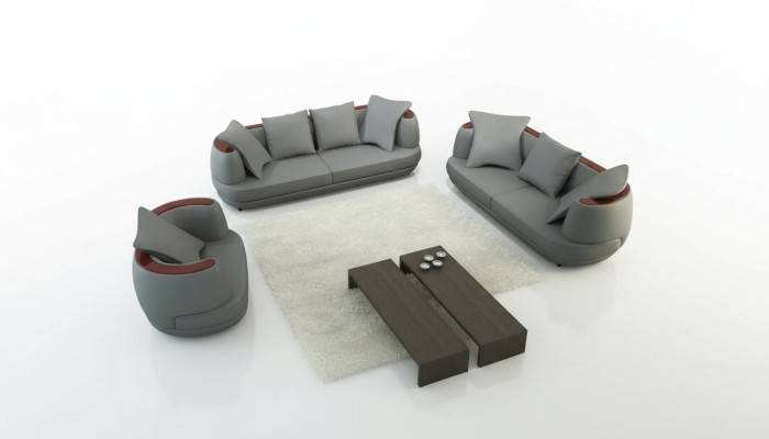 Royal luxury designer couch set upholstery 3+2+1 leather sofa seat royal gray
