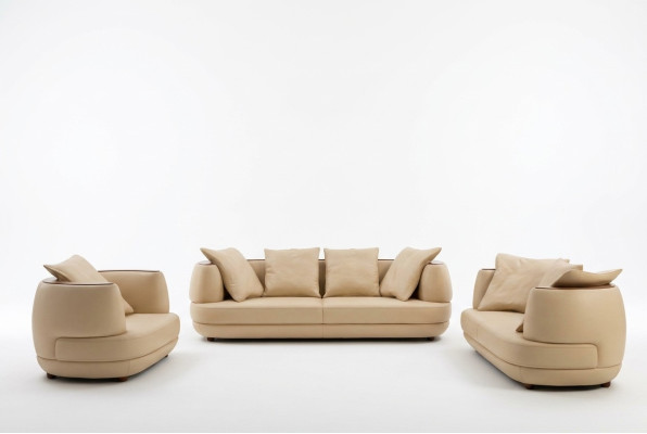 Sofa set Royal Luxury Designer Couch Upholstery 3+2+1 Leather Sofa Seat Beige