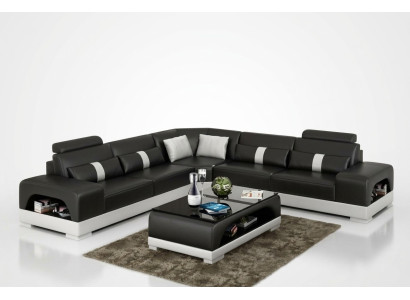 Designer living landscape corner sofa couch big L shape XXL seating suite Sandberg
