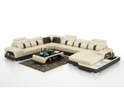 Leather U-Shape Living Landscape Couch Big XXL Sofa Upholstery Corner Set Corner Senden
