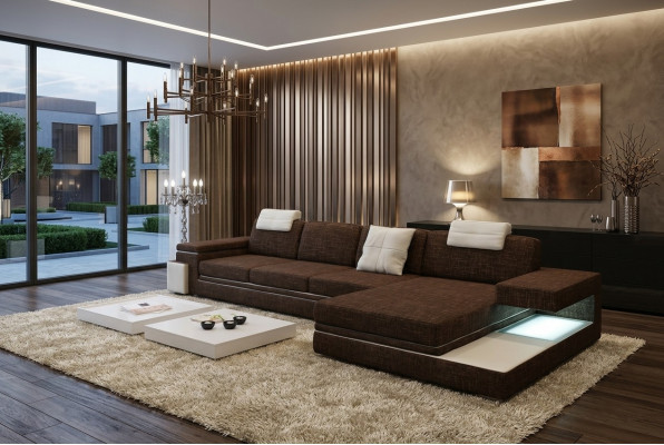 Design leather sofa couch upholstery decor living landscape corner suite corner