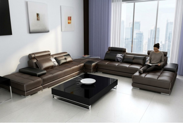 Corner sofa couch living landscape leather sofa XXL designer sofas