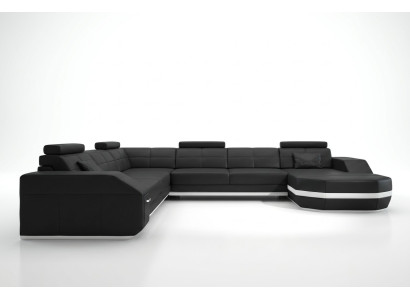 Leather sofa corner sofa living landscape corner sofa corner couch upholstery seating corner Wyen B/W new