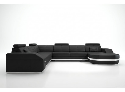 Leather sofa corner sofa living landscape corner sofa corner couch upholstery seating corner Wyen B/W new
