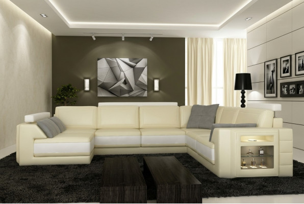 Designer sofa corner sofa couch leather sofa upholstery sitting corner suite +light PHM3027