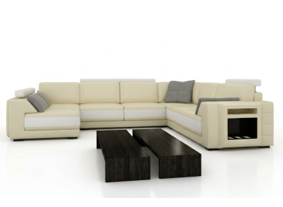 Designer sofa corner sofa couch leather sofa upholstery sitting corner suite +light PHM3027