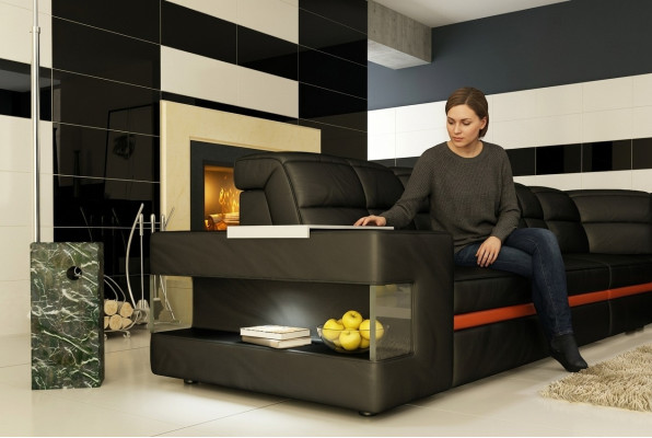 Leather sofa designer sofa corner sofa couch upholstered sofa corner suite with lighting