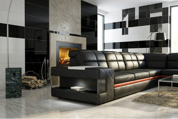 Leather sofa designer sofa corner sofa couch upholstered sofa corner suite with lighting